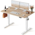 FEZIBO 55 x 24 Inchs Electric Standing Desk, Height Adjustable, Sit Stand Up, Computer Office Desk with Splice Board, White Frame/Maple Top - color: Maple, size: 55x24