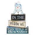 Yuntau 4 Pcs Winter Table Decoration Blue Snowman Decor Winter Tiered Tray Decor Christmas Centerpiece Decorative Wooden Snowman Block Sign Decoration for Home Kitchen - style: Snowman
