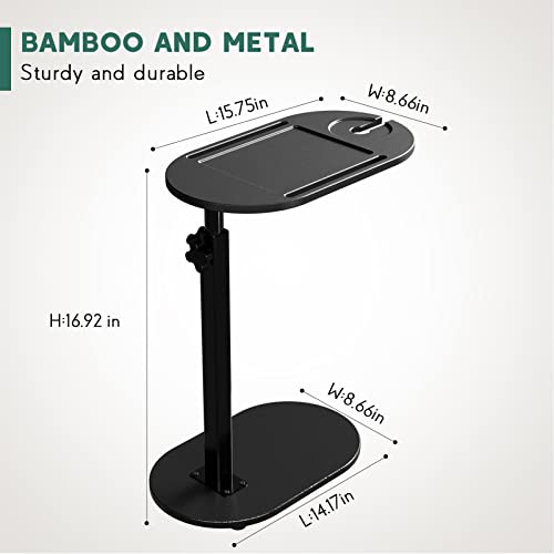 Yumkfoi Bamboo Bathtub Tray Table with Adjustable Height, Freestanding Bathtub Caddy for Tub Against Wall, Tub Organizer Suitable for Luxury Spa and House Warming - Patent Protected (Black) - color: Black