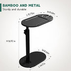 Yumkfoi Bamboo Bathtub Tray Table with Adjustable Height, Freestanding Bathtub Caddy for Tub Against Wall, Tub Organizer Suitable for Luxury Spa and House Warming - Patent Protected (Black) - color: Black