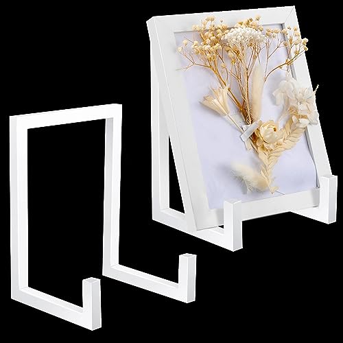 Sweetude 2 Pcs Large Plate Stands for Display Metal Frame Plate Holder Display Stand Decorative Table Top Easels for Picture, Book, Platter, Photo Easel(White,8 Inch) - color: White, size: 8 Inch