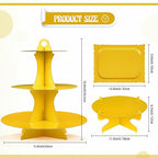 Zopeal 7 Pcs Dessert Table Display Set 3-Tier Cupcake Stand 1-Tier Cup Cake Display Tower Platters and Serving Trays Cardboard Cake Cookie Holders for Wedding Birthday Party Baby Shower(Yellow) - color: Yellow