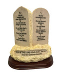 Ten Commandments Tabletop Decor Stone Replica Statue with Scripture On Wood Base - 7 Inches Tall The 10 Commandments Decor for Home or Office.