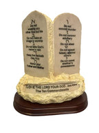 Ten Commandments Tabletop Decor Stone Replica Statue with Scripture On Wood Base - 7 Inches Tall The 10 Commandments Decor for Home or Office.