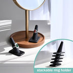 MOOCA Jewelry Display Set, Necklace Display Bust, Earring Organizer, Ring Holder Stand for Showcase and Store, Premium Fabric - color: 1) 8 piece. Black Faux Leather