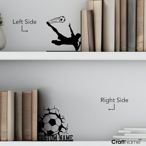 Sports Themed Metal Bookends, Book Ends for Shelves, Office Desk, Cookbook Stand, CD Holder, Magazine Holder for Office Organization, Housewarming Gifts New Home (Soccer Design) - color: Soccer Design