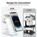 Wireless Charging Station, 3 in 1 Fast Wireless Charger Stand for Multiple Devices Apple Watch Ultra Series 11 10 9 8 7 6 SE 5 4 3 2, iPhone 17 16 15 14 13 12 11 Pro Max/Plus/Air/X/XS/XR/SE, Airpods - color: White
