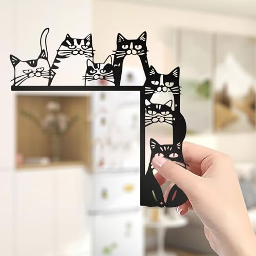 Black Metal Cat Wall Decor, Cat Door Frame Decor, Minimalist Abstract Wall Art Line, for Living Room Bathroom Bedroom Dining Room - color: Cat