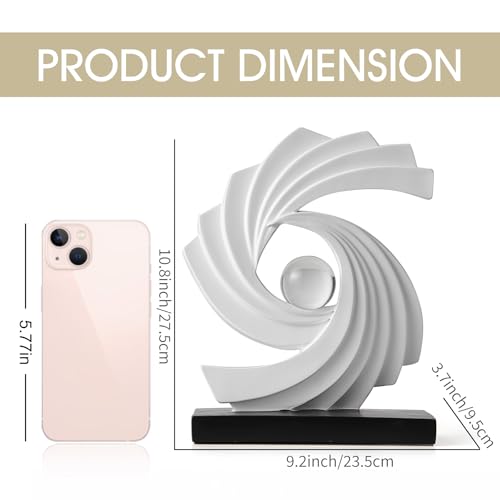Abstract Art Statue,Modern Gold Minimalist Decoration,Geometric Abstract Sculpture,Decoraciones para Sala Bedroom Office Coffee Tabletop Centerpiece Decoration Resin Collectibles (White) - color: White