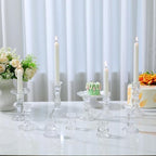 Mumufy 10 Pcs Glass Crystal Taper Candle Holders Clear Glass Candlestick Holder Fit 0.8 Inch Candles Crystal Decorative Candle Stand Centerpiece Table Wedding Dining Party (Classic,Clear) - color: Clear