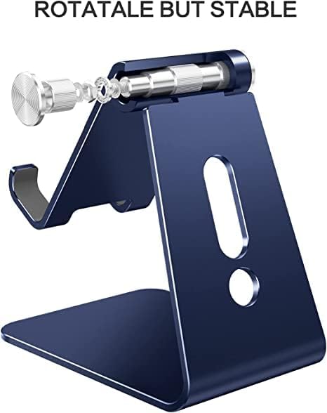 OMOTON Adjustable Cell Phone Stand, C2 Aluminum Desktop Phone Holder Dock Compatible with iPhone 15 14 13 Xs XR 8 Plus 7 6, Samsung Galaxy, Google Pixel, Android Phones, Navy Blue - color: Navy Blue