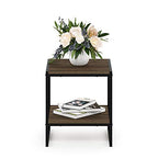 FURINNO Camnus Modern Living 2-Tier End Table, Columbia Walnut, 15.9 in x 15.75 in x 18 in - color: Columbia Walnut, size: 2 Tiers, Metal Frame