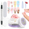 MIZHSE 3D Nail Art Gel Sculpting Gel, Solid Nail Builder Gels 2.1 oz 60g Nude Builder Hard Gels for Nails Non-Sticky for Extensions with 24pcs Dual Forms and Silicone Pen Nails Art Manicure Set - color: Nude