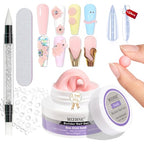 MIZHSE 3D Nail Art Gel Sculpting Gel, Solid Nail Builder Gels 2.1 oz 60g Nude Builder Hard Gels for Nails Non-Sticky for Extensions with 24pcs Dual Forms and Silicone Pen Nails Art Manicure Set - color: Nude
