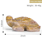 Artistone 2" Gemstone Sea Turtle Figurine, Hand Carved Natural Crystal Healing Animal Hawksbill Sculpture Paperweight Home Office Decor (Crazy Lace Agate) - color: Crazy Lace Agate