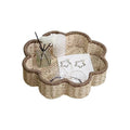 GYASVWU Paper Rope Scalloped Tray, Wicker Trays for Decor, Shallow Baskets for Storage, Rattan Tray for Coffee Table/Living Room/Bedroom Organization (Beige+Brown)