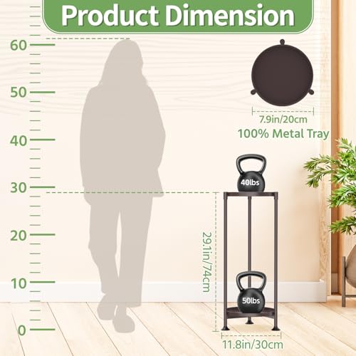 KMOTASUO 2 Tier Plant Stand Indoor for Large Tall Heavy Duty Planter, Multiple Sturdy Metal Flower Corner Rack for Narrow House Floor, Iron Vertical Level Round Orchi Holder Organizer, Bronze - color: Bronze, size: 2 Tier