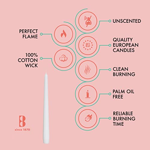 BOLSIUS 20 Count Unscented 10 Inch White Household Taper Candles - 8 Hours Burning Time - Premium European Quality - Smokeless Dripless Candlesticks - Perfect for Weddings, Parties, and Everyday Use - color: White, size: 20 Count