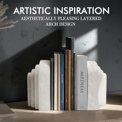 Modern Decorative Bookends for Shelves – Heavy Duty Book Ends, Stylish Bookshelf Decor, Minimalist Home Office Organizer, Functional Book Holders (Set of 2)