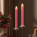 Flameless Taper Candles Flickering with Remote and Timer, 3D Moving Flame Taper Candle Battery Operated to 400 Hours, 9 Inch Window Candles, (Pink-Vertical Stripes) - color: Pink-Vertical Stripes