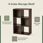 6-Cube Black Storage Rack, Equipped with Hardware Accessories and Installation Instructions. Suitable for Home and Office Can be Placed Horizontally or Vertically. (Espresso)