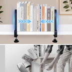 AJART Adjustable Book Ends for Shelves: Black Heavy Duty Bookends - Metal Clamp Book Organizer Storage Holders - color: Black
