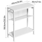 End Table for Small Space, 3-Tier Narrow Side Table with Magazine Holder,Small Nightstand, Skinny Snack Couch Table in Living Room, Bedroom Study and Balcony (White) - color: White