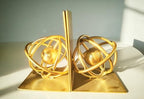 Gold Metal Bookends Set of 2, Heavy Duty Book Ends for Heavy Books, Unique Modern Geometric Ball Round Style Decorative Book Holders for Shelves Office Home Accent Decor，1 Pair/2Pieces