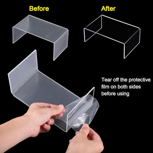 Chuangdi 20 Pcs Acrylic Display Risers, Clear Product Stand, Jewelry Display Riser Shelf Showcase Fixtures for Figure Dessert Cupcake Candy Action Showcase(Extra Large Set) - color: Clear, size: Extra Large Set