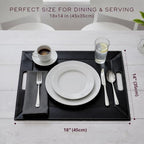 FREEFORM PLACEsMAT 2-in-1 Faux Leather Placemat & Serving Tray | Reversible Design, Lays Flat & Easy to Clean | Ottoman Food Tray, Perfect Housewarming Gift, 18” x 14” (Black & Mocha, Single)