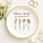 Personalized Mama's Garden Jewelry Tray, Grandma‘s Garden Birth Month Flower Jewelry Dish; Personalized Mom Trinket Tray, Grandma Shower Keepshake, for Grandma Mama 7 - color: Jewelry Dish 6