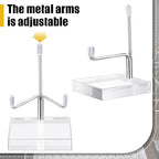 Suzile 4 Pcs Adjustable Metal Arm Display Stand Easel with Acrylic Base Rock Display Easel Holder Acrylic Crystal Clear Plate Stand for Geodes Mineral Agate (Silver, 2.8 x 2.8 x 4 Inch) - color: Silver, size: 2.8 x 2.8 x 4 Inch