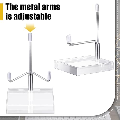 Suzile 4 Pcs Adjustable Metal Arm Display Stand Easel with Acrylic Base Rock Display Easel Holder Acrylic Crystal Clear Plate Stand for Geodes Mineral Agate (Silver, 2 x 2 x 3 Inch) - color: Silver, size: 2 x 2 x 3 Inch