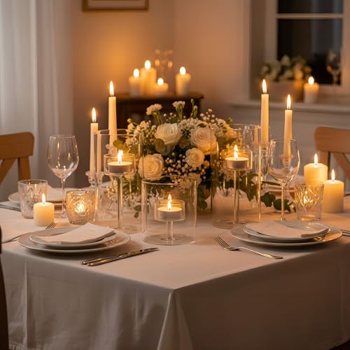 Glass Hurricane Candle Holder, 3pcs Clear Cylinder Candle Holders Bulk for Pillar Candles, Open Ended Glass Candle Pedestal for Wedding Centerpieces Tables, Party, Event(No.01) - size: No.01