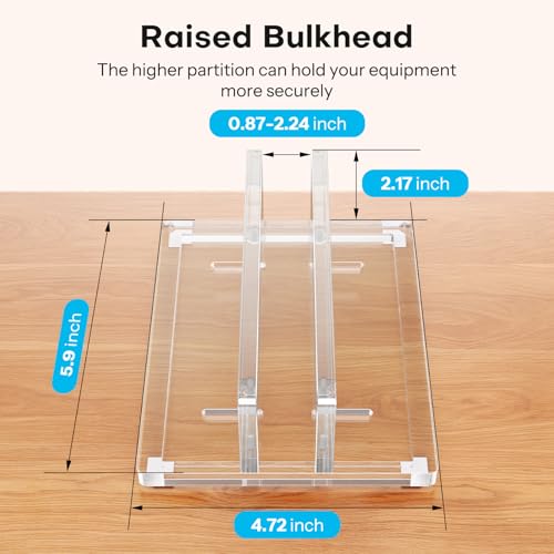 OMOTON Vertical Laptop Stand for Desk, Acrylic Laptop Holder Desktop Clear Adjustable Dock for MacBook Pro Air, HP, All Gaming Laptops up to 17” (Clear, Single Slot) - size: Single-Clear