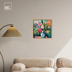 Art Remedy Vase Of Tropical Flowers Framed Flowers In Vase Paintings, 21.5" x 21.5", Gold Frame - color: Gold Frame, size: 21.5"L x 21.5"W