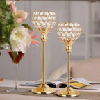 VINCIGANT 16PCS Gold Crystal Candle Holders Pillars for Wedding Decoration,Votive Crystal Candle Holders for Dinner Table Room Party Rhinestone Decorative - size: 16 pcs 13" & 15" Tall