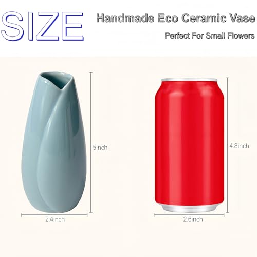Simple Vase for Flowers Plants, Small Cute Flower Vase for Modern Table Shelf Home Decor Wedding Boho Decor, Farmhouse (1pc-HBP-Blue) - color: 1pc-hbp-blue