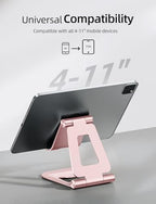 Nulaxy Aluminum Dual Foldable iPad Stand, Fully Adjustable Desktop Tablet Holder, Tablet Accessories for Office Kindle Compatible with Mobile Devices iPad Pro/Air/Mini, iPhone Pro/Max/Plus, Rose Gold - color: C-Rose Gold
