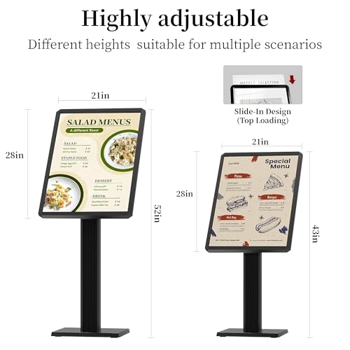 Sign Holder Stand 21x29 inch-Adjustable Floor Standing Sign Holder-Heavy Duty Aluminum Menu Stands with Snap-Open Frame Display for Malls,Schools,Restaurants(Black) - color: Black