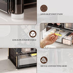 INVSSENE Stackable Makeup Organizer Countertop, Storage Perfume Skincare Cosmetic Lipstick Face Mask Makeup Brush Palettes, Ideal for Vanity Bathroom Counter - color: 3515 Coffee+Clear