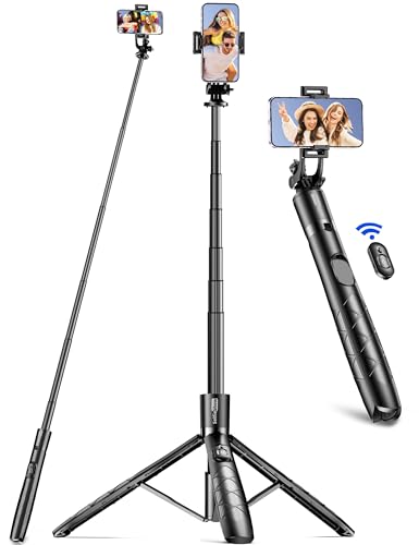 Aluminum 71" Phone Tripod, Travel Tripods for iPhone with Remote, Extendable Cell Phone Selfie Stick Tripod Stand Compatible with iPhone 17/16/15/14/13/Android/Camera - color: Black, size: B-[70.47Inch＆Upgraded Aluminum Pole]