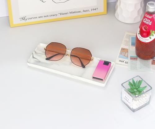 9.2" Porcelain Small Bathroom Tray, Ceramic Countertop and Vanity Tray for Cosmetics, Perfume, Jewelry, Candle - Kitchen Soap Tray for Kitchen Counter (Gray) - color: Gray, size: 9.2" x 3.6" x 0.6"