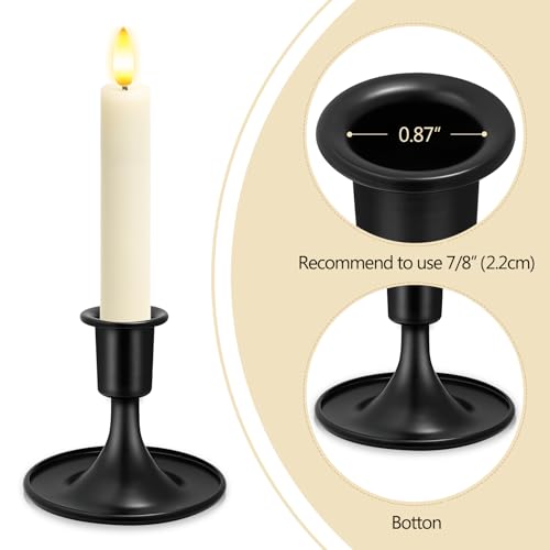 Candlestick Holders 2 PCS Short Metal Taper Candle Holders, KSWING Black Candle Stick Holders Set, Perfect for Table Centerpiece Mantel Party Wedding Christmas Home Decor, Set of 2 - color: Black, size: short - 2pc