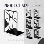 Feifeiya 6 Pairs Decorative Book Ends Metal Bookends for Shelves Black Metal Heavy Duty Book Ends Holder Supports Stoppers for Home Office School, 6.9x4.9x3.5”(Geometrical) - style: Geometrical