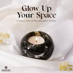 Marble Tealight Candle Holder 3-Inch Handmade Black Mini Votive Holder for Table Centerpieces, Earthy Room Decor, Decorative Candle Holder for Wedding Gifts - size: 3''