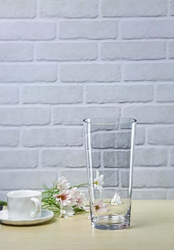CYS EXCEL 10" Clear Glass Cylinder Vase Taper Down Flower Vase with 5" Wide Opening Elegant Centerpiece for Weddings, Events, and Home Décor - size: 10"H x 5"O x 3.5"B