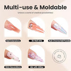 Beetles 3D Gel Nail Art-Snowy Cone 5 in 1 Non-Sticky Hand Extension with Rhinestones & Pearls & Glue Double-Head Pen for Women DIY Salon,White Solid Builder Nail Gel, UV&LED Lamp Cured Needed - color: B1-White Solid Builder Nail Gel