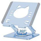 Aoviho Rotating Tablet Stand for Desk - [Adjustable] Drawing Stand for iPad, Portable Aluminum Desktop Holder, Compatible with 4.7–12.9 inch Devices, (Sky Blue) - color: Sky Blue