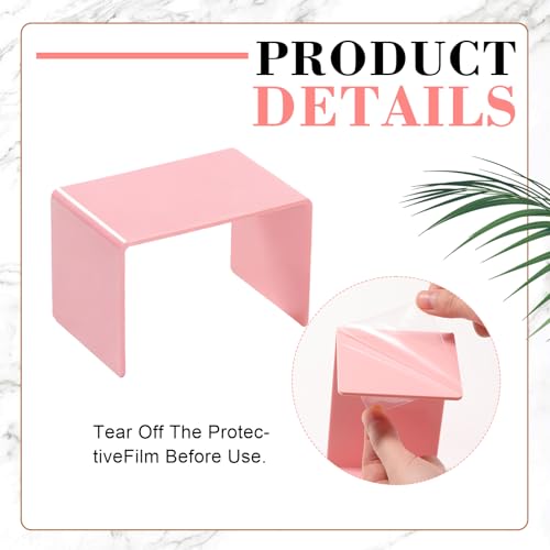 Chuangdi 2 Sets Acrylic Display Risers, Product Stand, Jewelry Display Riser Shelf Showcase Fixtures for Dessert Cupcake Candy Figure Treat Action Showcase(Pink,Small Set) - color: Pink, size: Small Set